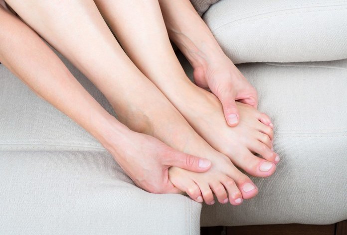 Woman legs and hands